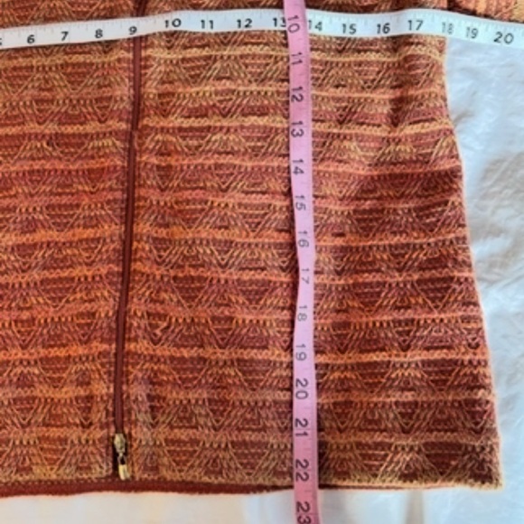 St. John Orange Geometric Santana 3D Knit Zip Up Sweater Jacket Size 2 - Picture 14 of 15